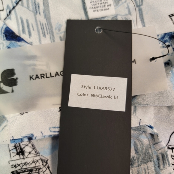 Karl Lagerfeld Women's Love From Paris All Over Print LS Button Up Shirt Sz S - Picture 5 of 8